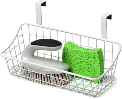 Spectrum Hanging Baskets for Organizing (Large, Satin Nickel) - Grid Over the Cabinet Wire Basket for Kitchen or Bathroom - Door Hanging Storage Organizer for Cleaning Supplies, Washcloths, & Towels