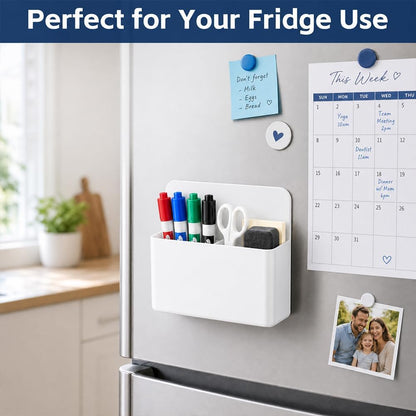 Magnetic Pencil Pen Holder, 2 PCS Magnetic Dry Erase Marker Holder for Whiteboard, Black White Magnet Storage Pencil Cup Case Fridge Organizers Locker Accessories for Office School Teacher Must Haves