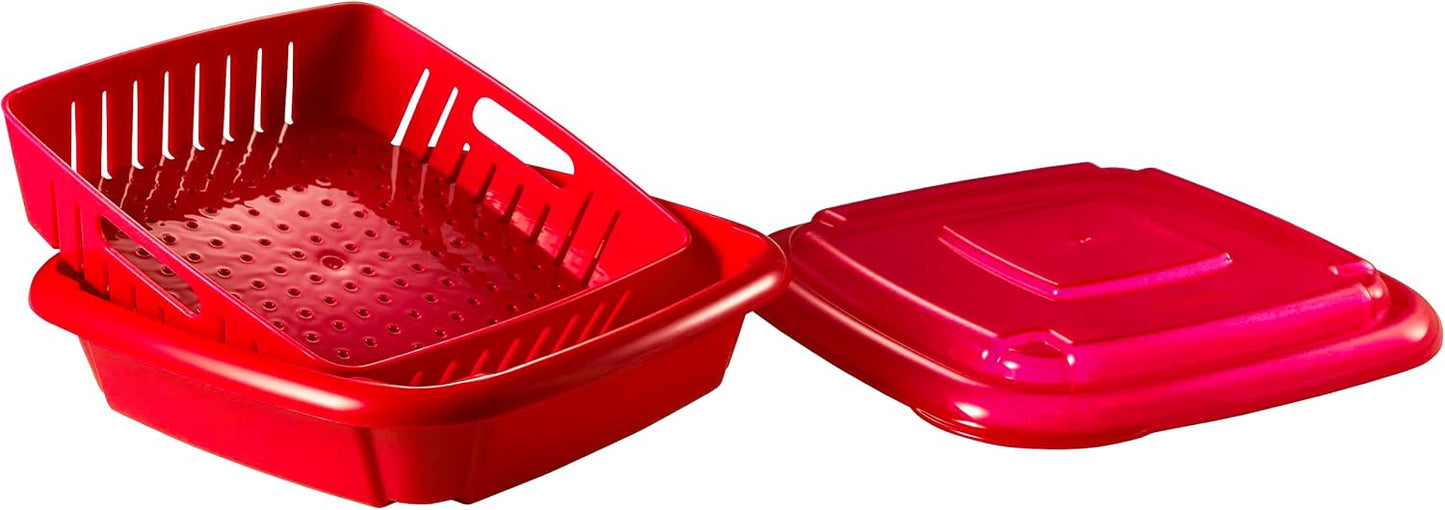 Hutzler 3-in-1 Bitty Box Berry Keeper, Berry Colander & Saver Container, 9oz / 1 Cup Capacity, Blue
