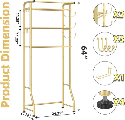 Simple Trending Over The Toilet Storage Cabinet, Metal Bathroom Shelf Organizer with Paper Holder and Hooks, 3 Tier, Black