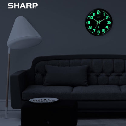 Sharp 12-Inch Atomic Wall Clock, Battery Operated, White with Black Frame | Self-setting atomic time; Easy-read analog face; Automatic time adjustment; Simple setup; Versatile home or office style