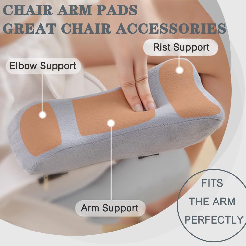 2 Pack Office Chair Armrest Pads Covers,Arm Rest Pad with Memory Foam Elbow Pillow for Forearm Pressure Relief, Arm Rest Covers for Office Chairs, Wheelchair, Comfy Gaming Chair (Black)