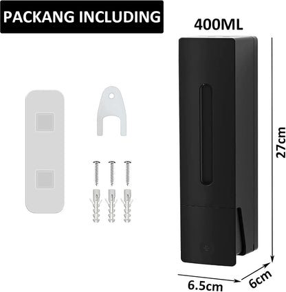 Single Wall Mounted Hand Soap Dispenser, 13.5oz/400ml Black Showe | Clear Refillable Liquid Lotion Soap Dispenser, Gel Container Shower Pump Dispenser and Organizer for Bathroom Kitchen