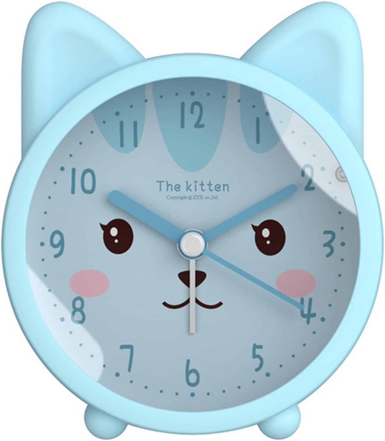 3" Cat Silicone Analog Alarm Clock Silent Non Ticking Backlight Desk Clock