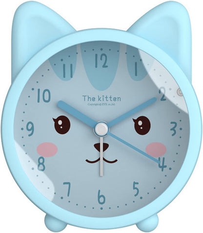 3" Cat Silicone Analog Alarm Clock Silent Non Ticking Backlight Desk Clock