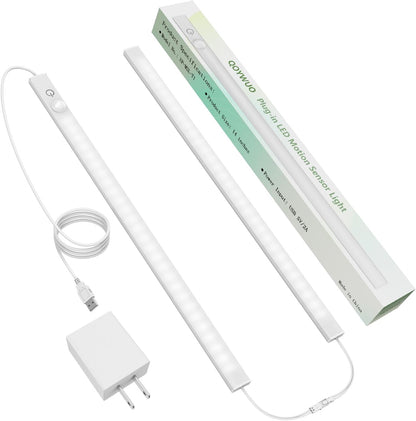 USB Plug-in Motion Sensor Light, ON/Night/Day Modes, Bright&Dimmable | 14" Slim LED Under Cabinet Lighting Indoor for Kitchen, Cabinet, Closet - 6000K Cool White, 1-Bar Standalone