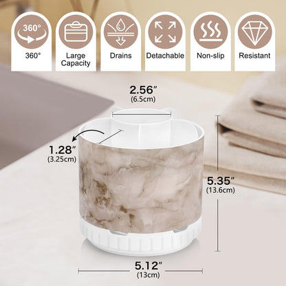 GFWARE Rotating Silver Toothbrush Holder for Bathroom Organizer, Drainage | Detachable 6 Slots Kids Electric Toothbrush and Toothpaste Holder, Bathroom Countertop Sink Storage Caddy