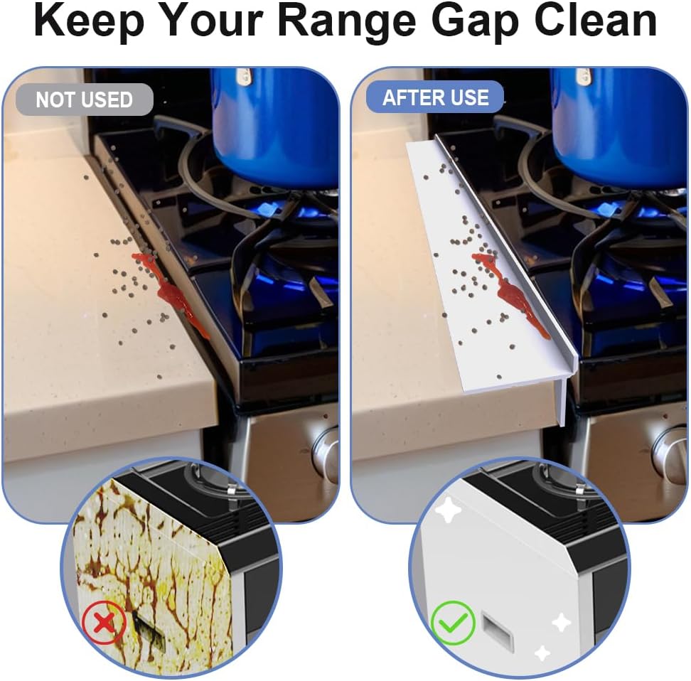 Silicone Stove Counter Gap Cover 30 Inch Side Range Gap Filler 2 Pack Black | Extra long kitchen stove gap covers, 0.2-1 inch gap, heavy 10 oz, cut to size, oven crack guards between stove and counter