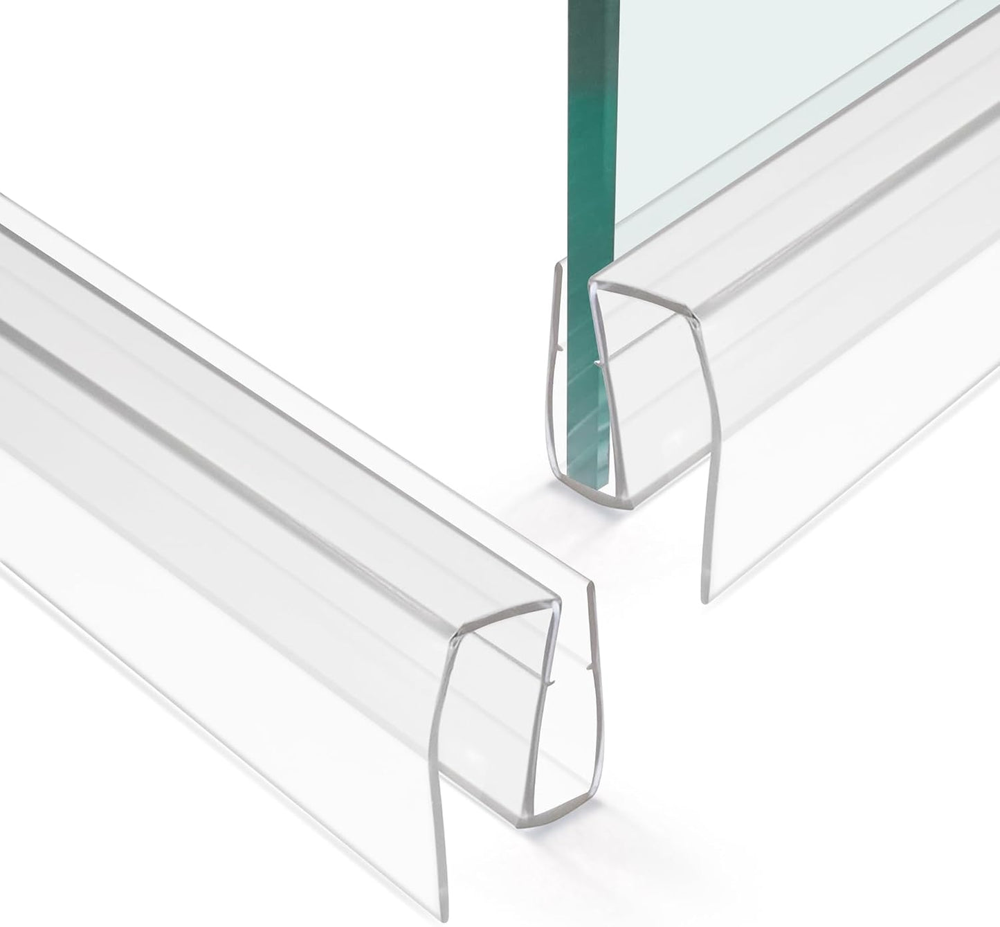 Bathroom Shower Glass Door Bottom Seal Strip, 2PCS 36 Inch Long Clear PVC Seal Strips for 5/16"(8mm) - 3/8"(10mm) Thick Framless Glass Door Panel