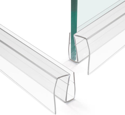 Bathroom Shower Glass Door Bottom Seal Strip, 2PCS 36 Inch Long Clear PVC Seal Strips for 5/16"(8mm) - 3/8"(10mm) Thick Framless Glass Door Panel