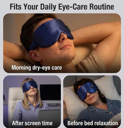 Heated Eye Mask for Dry Eyes - Silk Cordless Warm Eye Compress Moist Heat