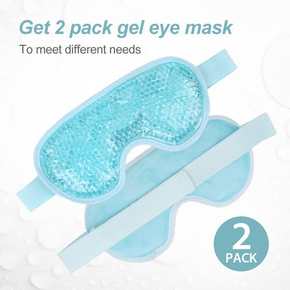 NEWGO Cooling Gel Eye Mask - Reusable Cold Pack for Puffy Eyes, Dark Circles, Migraine, Stress Relief - Purple With Soft Plush Backing