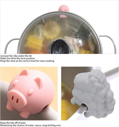 3PCS Spill Proof Lid Lifter, Silicone Cute Anti Overflow Pot Watcher Spill Stopper Pot Boil over Preventer for Pot Lid & Cute Kitchen Accessories