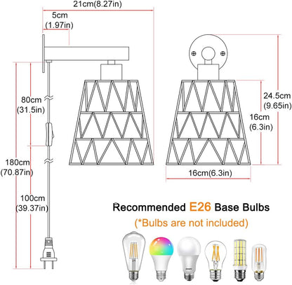 Boho Battery Operated Wall Sconces, Rattan Wall Sconce Set of 2 with Remote, RGB 15 Colors Dimmable Rechargeable Wall Light, Black Indoor Wireless Wall Lamp, Farmhouse Rattan Wall Lighting for Bedroom