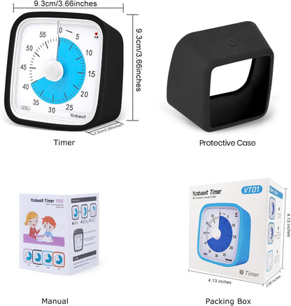 Yunbaoit Rainbow Visual Timer for Kids, 60-min Countdown Timer, Blue