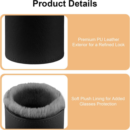 Glasses Holder for Nightstand, Plush Lined Eyeglass Case Stand with Protective Leather Exterior