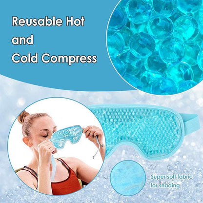 Cold Compress Eye Cover Reusable Gel Bead Sleep Eye Cover,Microwavable & Freezable Eye Compress Gel Mask with Adjustable Strap Puffy Eyes & Dark Circles for Women Girls