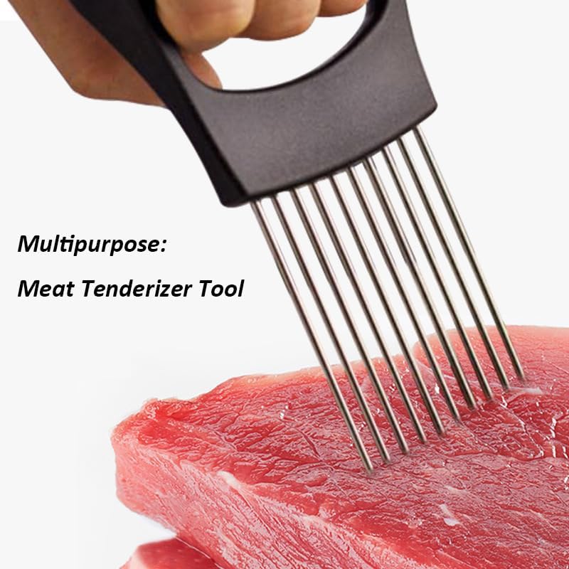 Onion Holder for Slicing, Lemon Slicer Cutter, Food Vegetable Chopper Assistant Tool for Meat, Potato and Tomato (Red, 1PCS)