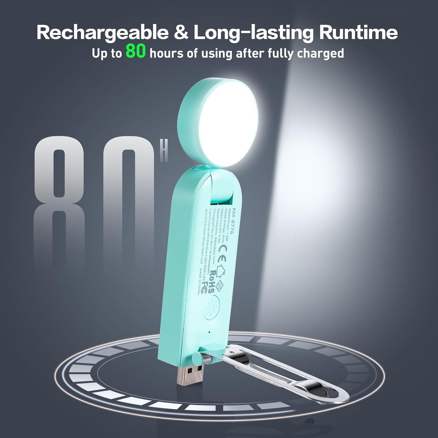 VAVOFO USB Rechargeable Bookmark Reading Light, Blue Light Blocking Amber LEDs for Bedtime Reading - Clip On, 9 Lighting Modes