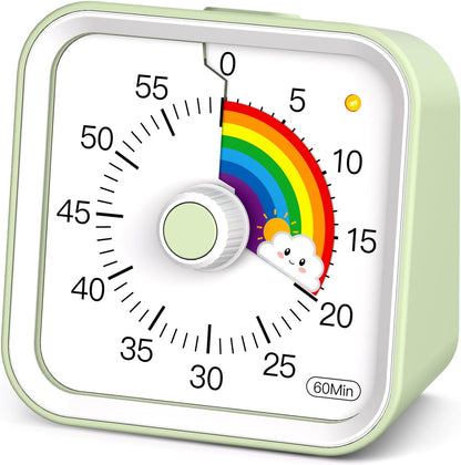 Visual Timer for Kids, Countdown Timer with Pause Function, White | Timer for Kitchen Cooking, Classroom, Study, Toddler, ADHD, Cute Timer Clock, Alarm 3 Volume Levels, Light Indicator