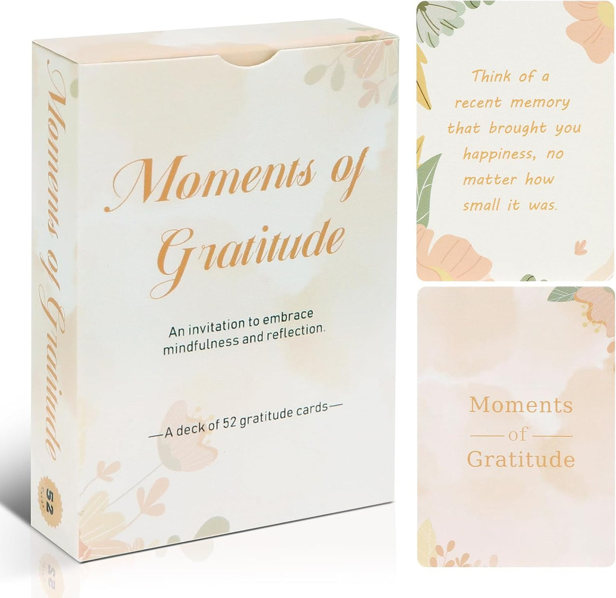 Moments of Gratitude Cards, 52 Cards of Questions to Inspire Gratitude, Gratitude Gifts for Women Positive Affirmation Cards, Mindfulness Gifts for Journal Prompts, Gratitude Jar, Table Topics