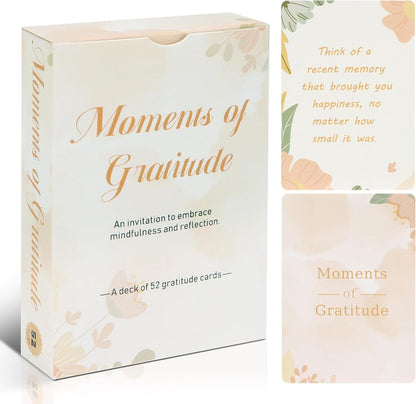 Moments of Gratitude Cards, 52 Cards of Questions to Inspire Gratitude, Gratitude Gifts for Women Positive Affirmation Cards, Mindfulness Gifts for Journal Prompts, Gratitude Jar, Table Topics