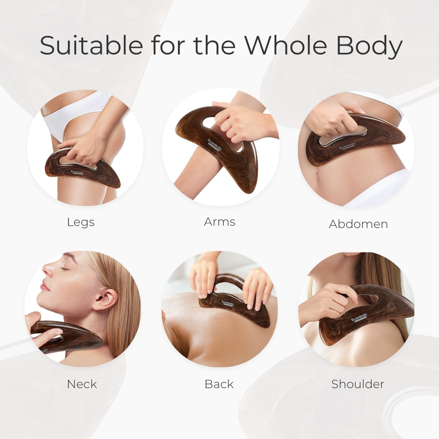 Scienlodic Gua Sha Massage Tool with Handle (Resin) Larger Guasha Scraping Tool for Back Neck Face Leg Massage, Lymphatic Drainage, Cellulite Remove - Large