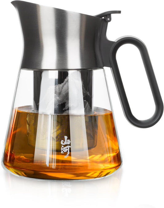 ZENS 23oz Small Glass Teapot with Infuser For Loose Leaf Tea Steeper