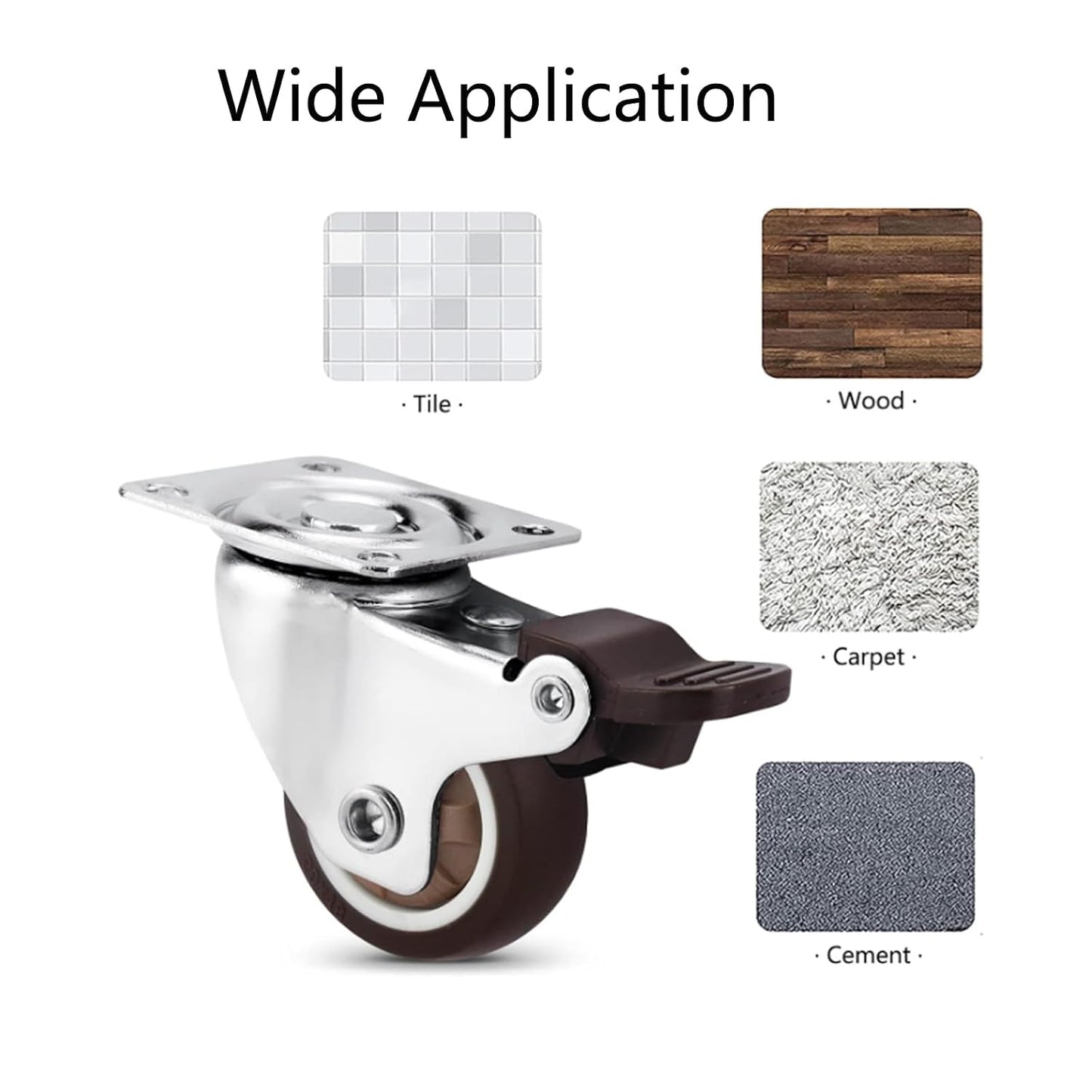 Semetall 4PCS Swivel Caster Wheels Square Cup Furniture Castors (Bronze) | 150kg Load Capacity, with Screws for Piano Feet, Sofa, Table, 1.02 Inch (26mm) Wheels