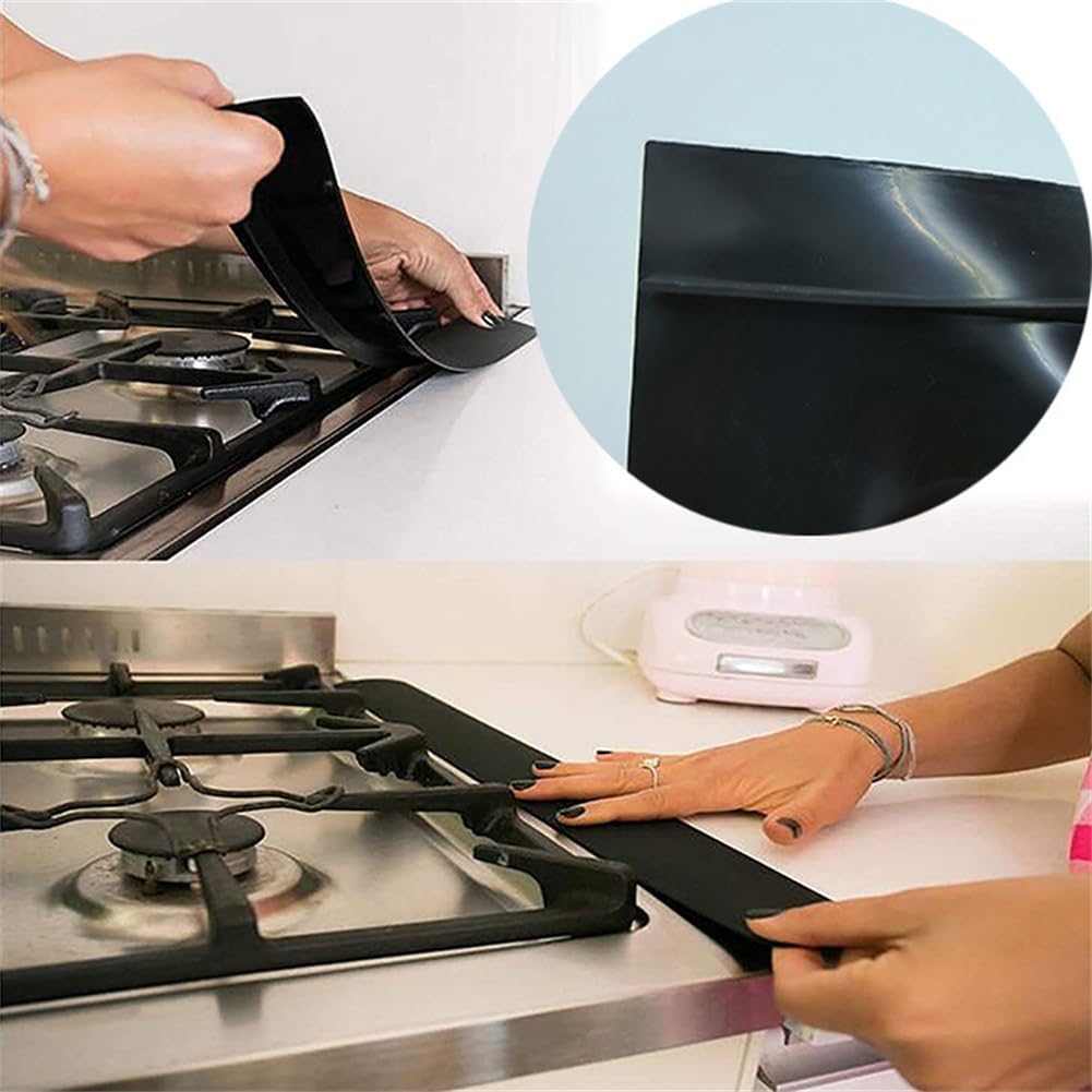 Silicone Stove Gap Covers (1 Pack), Heat Resistant Oven Gap Filler Seals Gaps Between Stovetop and Counter, Easy to Clean 21 Inches, Black