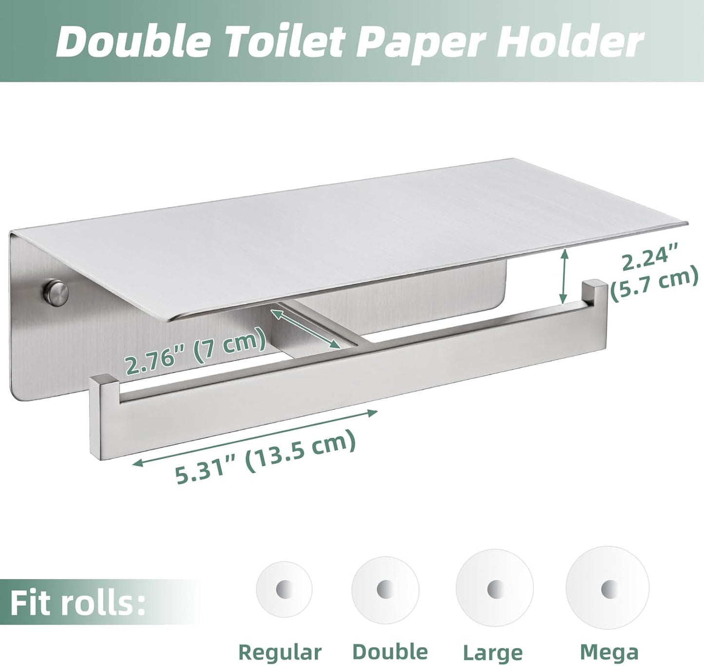 APLusee Matte Black Toilet Paper Holder with Storage Shelf, Wall Mounted | Rustproof 304 Stainless Steel, 2-in-1 Functional Toilet Paper and Phone Storage, Fits Bathroom, Restroom, Vanity, Kitchen