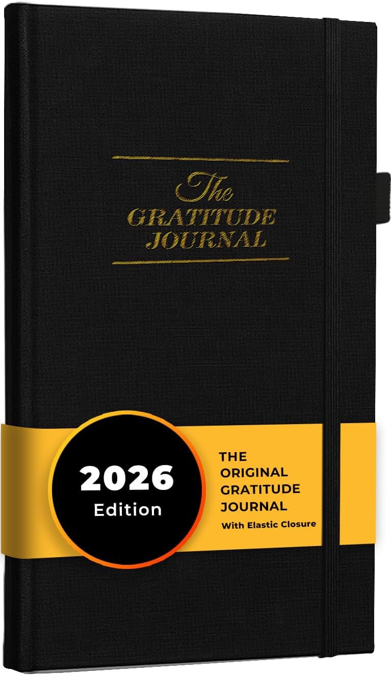 The Gratitude Journal 2026: Daily Gratitude Practice to Inspire Thankfulness, Mindfulness, Positivity, Happiness, Upgraded with Pen Holder, Inner Pocket & Elastic Closure Band (Beige)