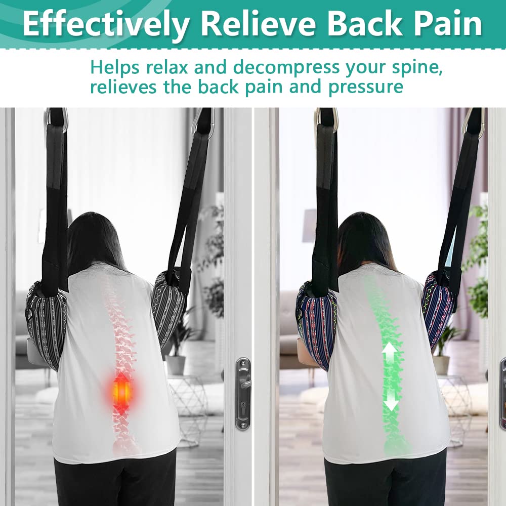 Zelen Spinal Decompression Devices Back Traction Stretcher Spine Decompression Machine Lumbar Traction Device for Lower Back Pain Relief Back Stretching Device Door Traction Pillow