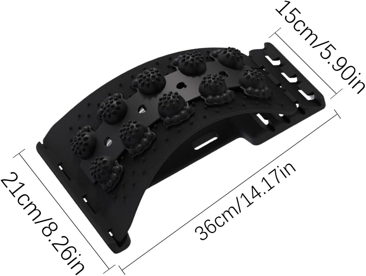 Back Stretcher - Lumbar Spine Relaxer, 4-Level Adjustable Relaxation Board | Yoga Back Stretcher | Scoliosis Massager Device with Black Massage Head for Muscle Alignment Cracking Lower Påin Ŕelief Ho