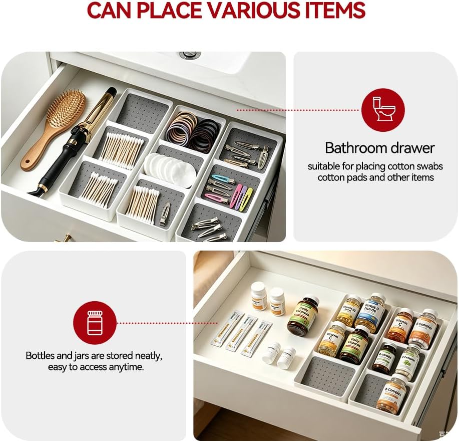 Small spice drawer organizer insert,1 pack,3 layer silicone non-slip mats, L15''xW5.6''xH2'',Kitchen drawers or countertops (jars not included),Expandable spice drawer organizer insert narrow
