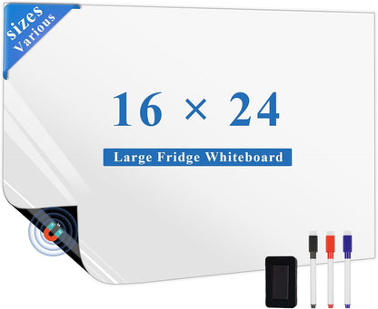 Magnetic Whiteboard for Fridge 2-Pack: Two Zones for Family Plans | Help Organize Grocery Lists & Kitchen Notes - 2 Small 12" x 8" Dry Erase Board Sheets for Refrigerator, Strong Magnet Backing