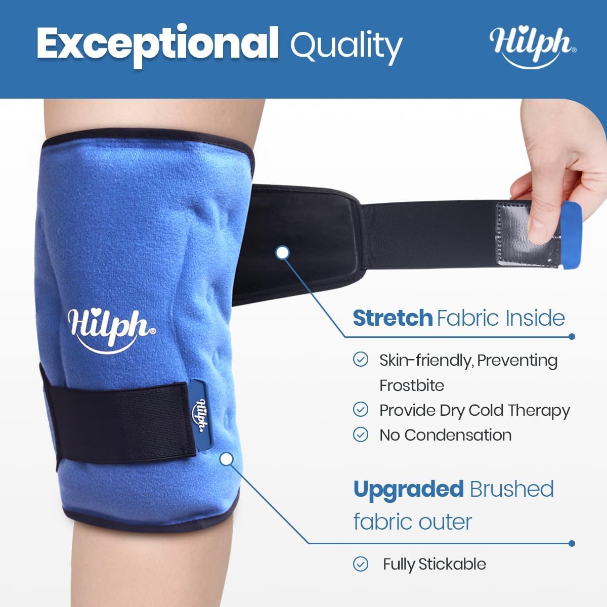 Hilph Ice Pack for Knee Pain Relief, Z-Shaped for Bendable & 360° Coverage | Easy Wear, Adjustable Cold & Compression Therapy Gel Ice Pack Wrap for Knee Replacement Surgery, Swelling, Meniscus Tear, ACL