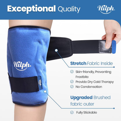 Hilph Ice Pack for Knee Pain Relief, Z-Shaped for Bendable & 360° Coverage | Easy Wear, Adjustable Cold & Compression Therapy Gel Ice Pack Wrap for Knee Replacement Surgery, Swelling, Meniscus Tear, ACL