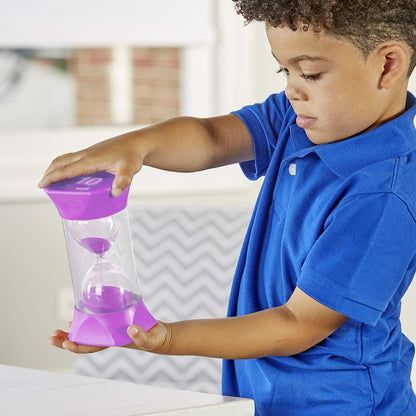 hand2mind Orange Jumbo Sand Timers, 5 Minute Sand Timer, Hourglass Sand Timer with Soft Rubber End Caps Offers Quiet Pausing, Classroom Sand Timers for Kids, Teeth Brushing and Game Timer (Set of 1)