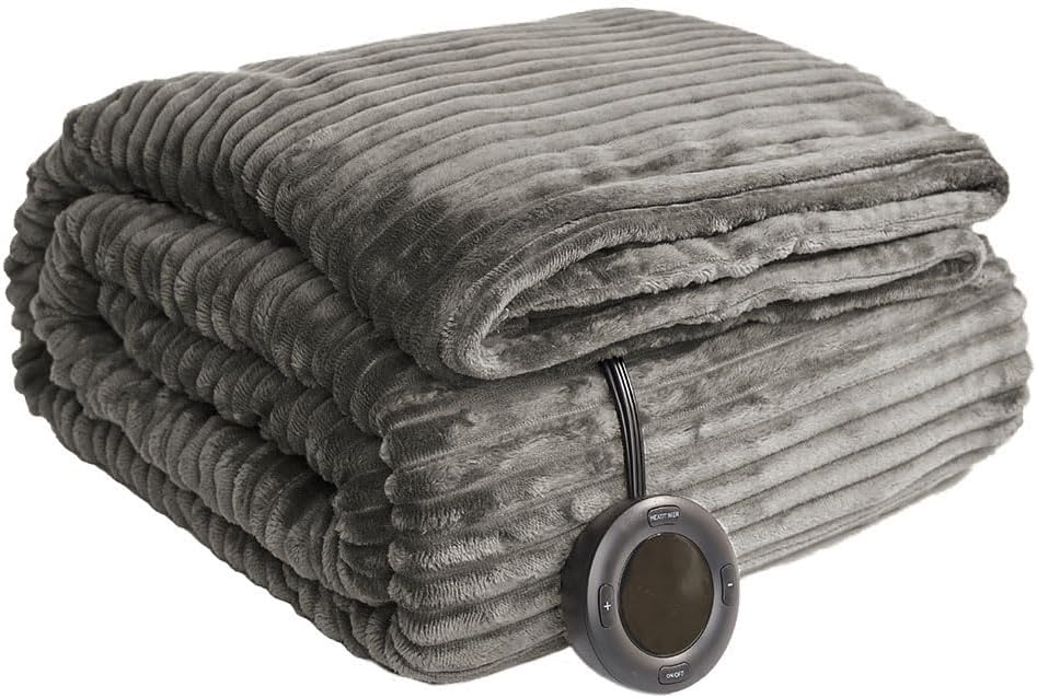 Heated Blanket 50x60”, 3 Hours Auto-Off Electric Blanket, Grey