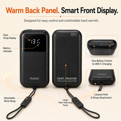Hand Warmers Rechargeable, Heat Levels (104–131°F), Real-Time Temp & Battery Display, Electric Hand Warmers, Fast Heating, Fits in Gloves/Pocket, Gifts for Women & Men