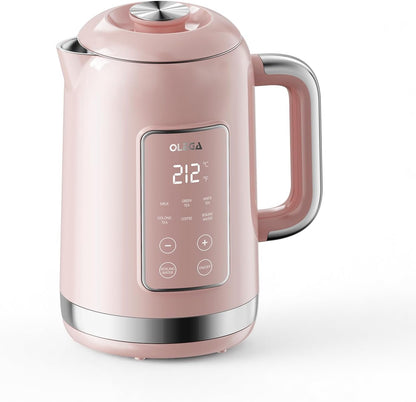 Electric Kettle Temperature Control: OLEGA 1.5L Smart Kettle 1200W | Stainless Steel Hot Water Boiler, 6 Temp Presets, Fast Boiling Electric Tea & Coffee Kettle