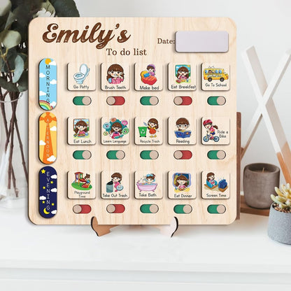 Daily Routine Chart for Kids, Visual Schedule, Routine Chart for Toddlers 3-5, Morning Bedtime Routine Chart for Toddlers, Wooden Chore Chart for Kids
