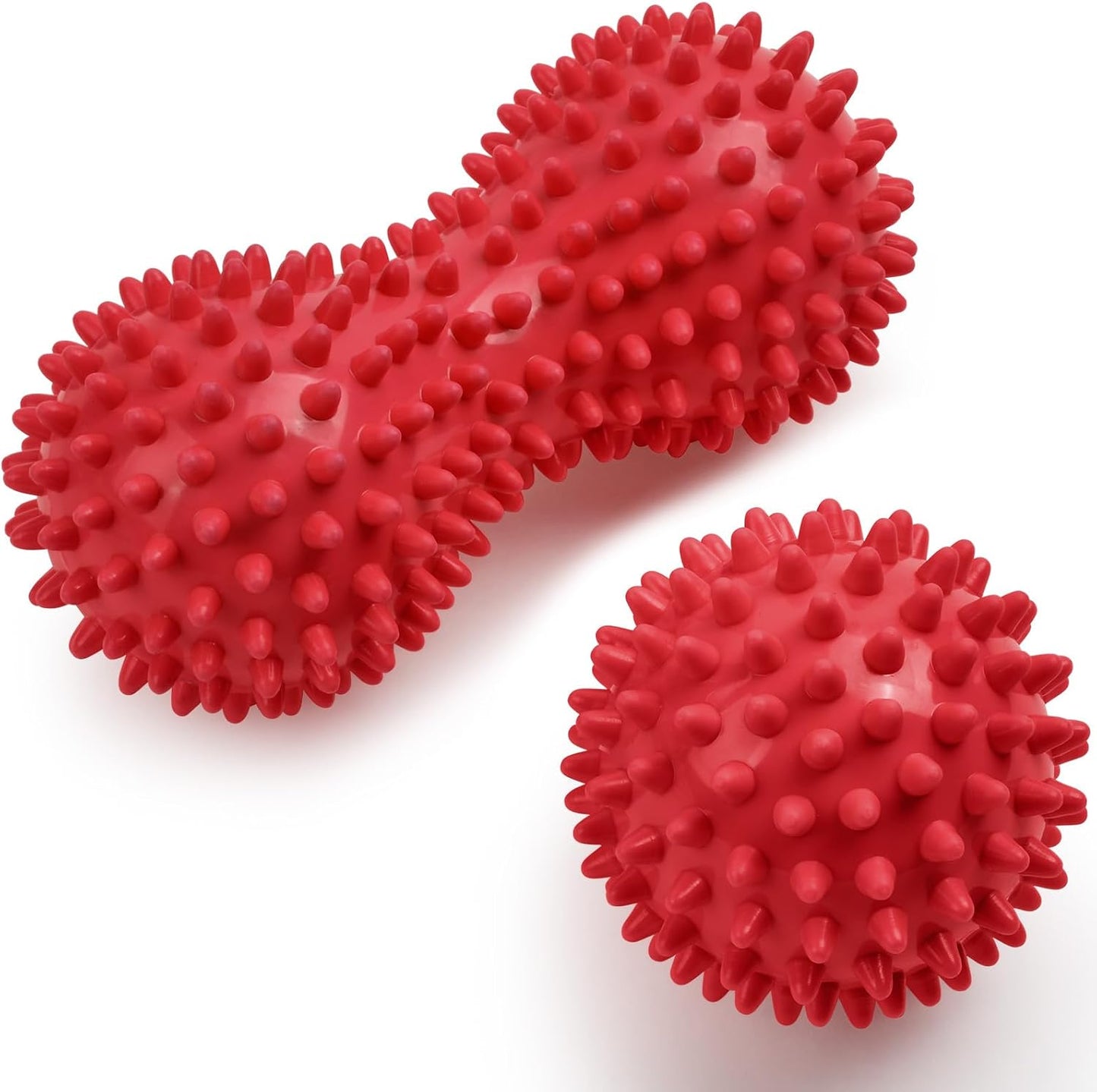 URAQT Spiky Massage Ball Set, 2 Pack Physical Therapy Massage Balls, Hard Lacrosse Ball & Spiky Massage Ball for Myofascial Release and Trigger Point Deep Tissue Massage (Purple)