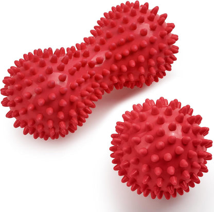 URAQT Spiky Massage Ball Set, 2 Pack Physical Therapy Massage Balls, Hard Lacrosse Ball & Spiky Massage Ball for Myofascial Release and Trigger Point Deep Tissue Massage (Purple)