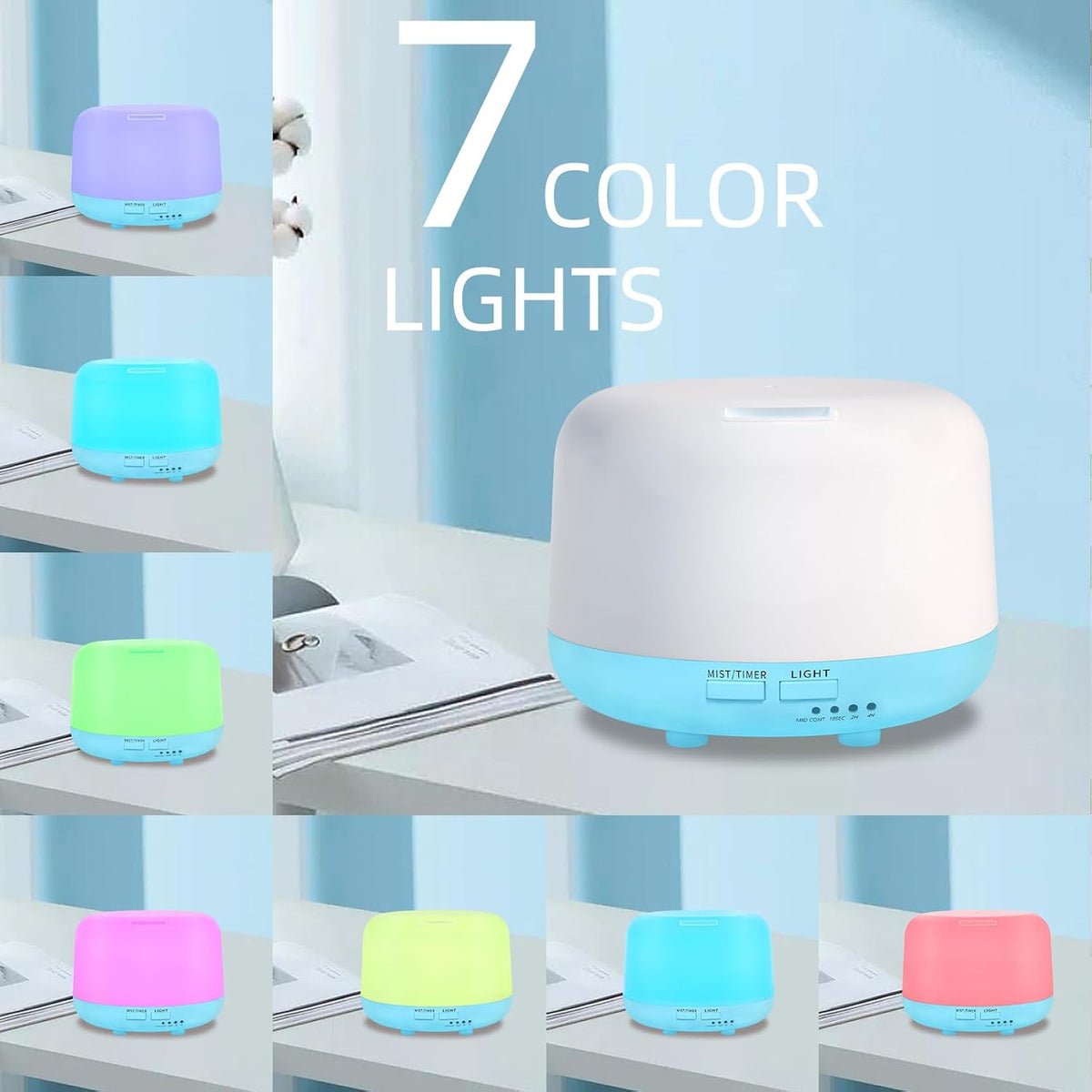300ML Essential Oil Diffuser, Remote Control Ultrasonic Aromatherapy Oil Diffusers Cool Mist Humidifier, Waterless Auto-Off and 7 LED Light Colors for Bedroom, Yoga, SPA, Baby