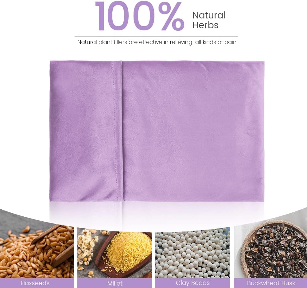 MORLIDEN Microwavable Heated Neck Wrap Warmer and Shoulder Weighted Heating Pad Microwave for Hot and Cold Compress - Purple