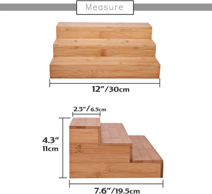 3-Tier Bamboo Drawer Spice Rack Wooden Kitchen Cabinet Spice Organizer Spice Jar Holder, Medicine/Health Care/Vitamin Bottles Storage Rack (Pre-Measure Drawer Dimensions), 1 Pack Drawer Rack