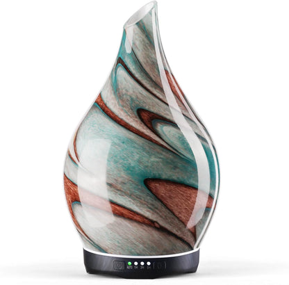 Porseme Essential Oil Diffuser 280ml Handmade Glass Diffuser 7H Runtime | Elegant Handmade Glass Aroma Diffuser with 7-color LEDs, Quiet Aromatherapy and Safe Auto Shut-off, Perfect for Gifts