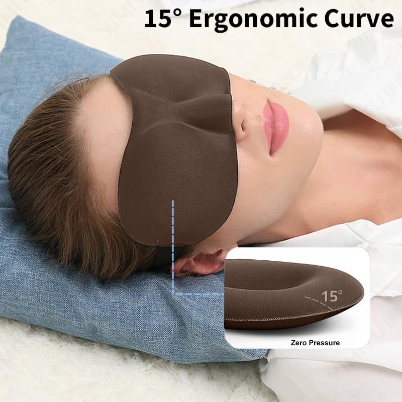 Sleep Mask for Back and Side Sleepers 1 Pack, 3D Light Blocking Eye Mask for Sleeping, Zero Pressure Eye Cover for Women and Men, Lightweight Breathable Night Blindfold Black